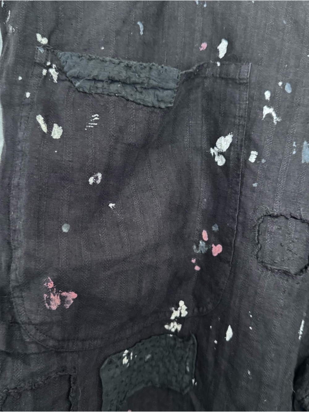 Magnolia Pearl Black Overalls with 'PEACE' Graphic and White Paint Splatter - Picture 15 of 16